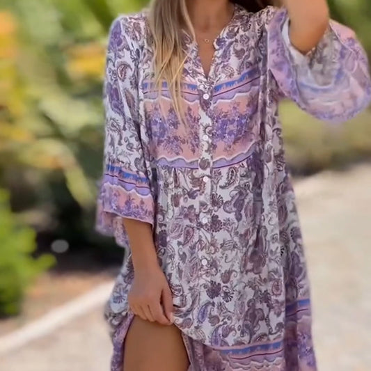 Vestido Floral para Mujer con Escote en V