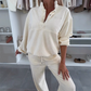 Conjunto de 2 piezas de tops y pantalones de manga larga casual para mujer