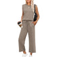Conjunto de 2 piezas de top sin mangas y pantalones de pierna ancha para mujer