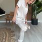 Conjunto de 2 piezas de pantalones con cuello en V elegante