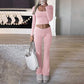 Conjunto de Top Corto y Pantalones Micro-Flare para Mujer