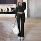 Conjunto de Top Corto y Pantalones Micro-Flare para Mujer