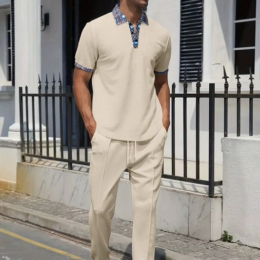 Conjunto de 2 piezas de top y pantalones casuales para hombre