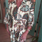 Vestido holgado con cuello en V con estampado vintage para mujer