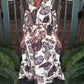 Vestido holgado con cuello en V con estampado vintage para mujer