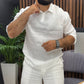 Camiseta blanca con cuello solapa para hombre