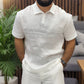 Camiseta blanca con cuello solapa para hombre