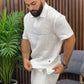 Camiseta blanca con cuello solapa para hombre
