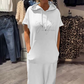 Vestido largo con capucha de manga corta sólido para mujer