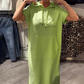 Vestido largo con capucha de manga corta sólido para mujer