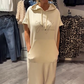 Vestido largo con capucha de manga corta sólido para mujer