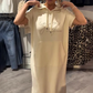 Vestido largo con capucha de manga corta sólido para mujer