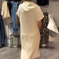 Vestido largo con capucha de manga corta sólido para mujer