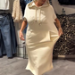 Vestido largo con capucha de manga corta sólido para mujer