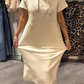 Vestido largo con capucha de manga corta sólido para mujer