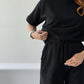 Conjunto de 2 piezas de tops sólidos casuales y pantalones anchos para mujer