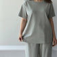 Conjunto de 2 piezas de tops sólidos casuales y pantalones anchos para mujer