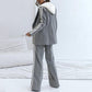 Conjunto de 2 piezas de blazer gris casual para mujer y pantalones de pierna ancha