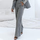 Conjunto de 2 piezas de blazer gris casual para mujer y pantalones de pierna ancha