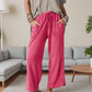 Pantalones cómodos de cintura elástica de pierna ancha para mujer