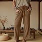 Pantalones cómodos de cintura elástica de pierna ancha para mujer