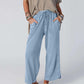 Pantalones cómodos de cintura elástica de pierna ancha para mujer