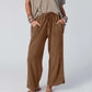 Pantalones cómodos de cintura elástica de pierna ancha para mujer