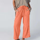 Pantalones cómodos de cintura elástica de pierna ancha para mujer