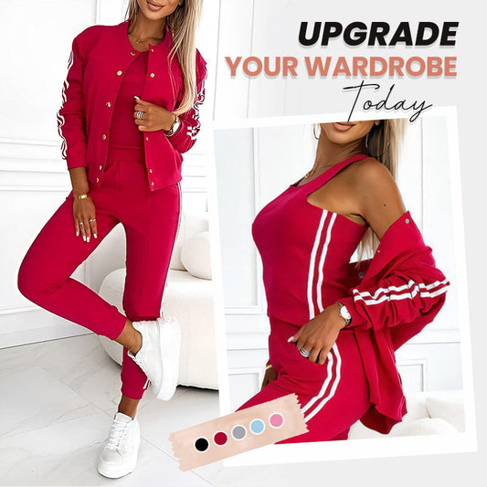 ✨Nuevos productos en oferta ✨Conjunto de tres piezas de chaqueta y pantalón de béisbol para mujer
