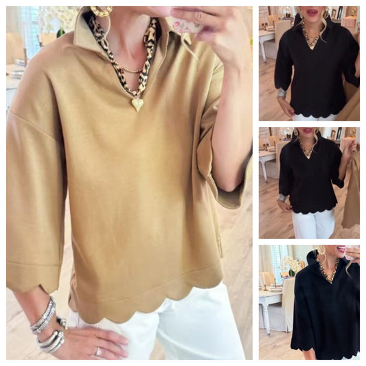 Top casual de color liso para mujer