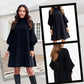 Elegante vestido plisado con manga de linterna para mujer
