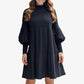 Elegante vestido plisado con manga de linterna para mujer