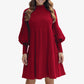 Elegante vestido plisado con manga de linterna para mujer