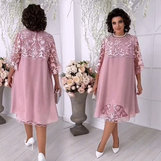 Vestido de encaje en capas Sheer Breeze