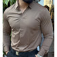 Camisa casual de color sólido de corte ajustado para hombre