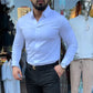 Camisa casual de color sólido de corte ajustado para hombre