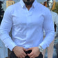 Camisa casual de color sólido de corte ajustado para hombre