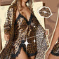 Conjunto de bata y camisón con estampado de leopardo sexy
