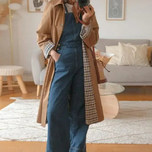 Gabardina de solapa sencilla para mujer
