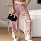 Pantalones anchos con cordón elástico de mezclilla de patchwork