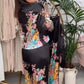 Conjunto de chaqueta y pantalón floral para mujer