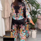 Conjunto de chaqueta y pantalón floral para mujer