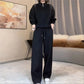 Conjunto de camisa corta y pantalones de pierna ancha