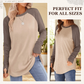 Top casual de manga larga con cuello redondo para mujer