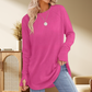 Top casual de manga larga con cuello redondo para mujer
