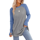 Top casual de manga larga con cuello redondo para mujer