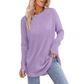Top casual de manga larga con cuello redondo para mujer