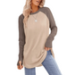 Top casual de manga larga con cuello redondo para mujer