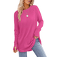 Top casual de manga larga con cuello redondo para mujer