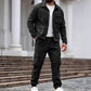 Conjunto de 2 piezas de chaqueta y pantalones cargo retro para hombre